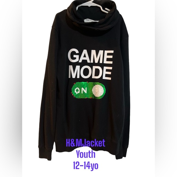 H&M Black jacket with ON/OFF sequins design, NWOT - Picture 2 of 3